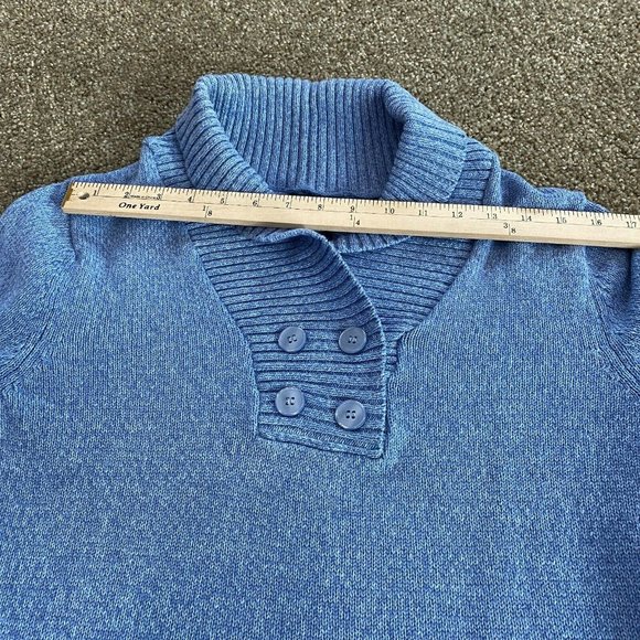 Karen Scott Shawl Collar Sweater Light Blue Knit Buttons Size Medium 3/4 Sleeve - Picture 9 of 10